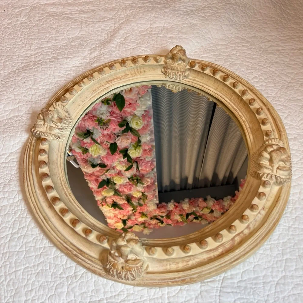 Hamilton collection round lion head “ carved “ mirror plastic decorative 19 inch